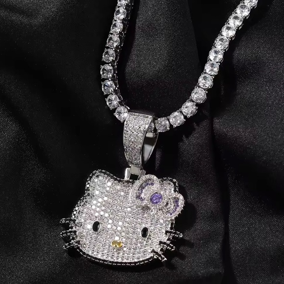 Hello Kitty Jewelry - Silver and Purple Hello Kitty Pendant Necklace